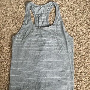 Grey and white stripes lulu tank top